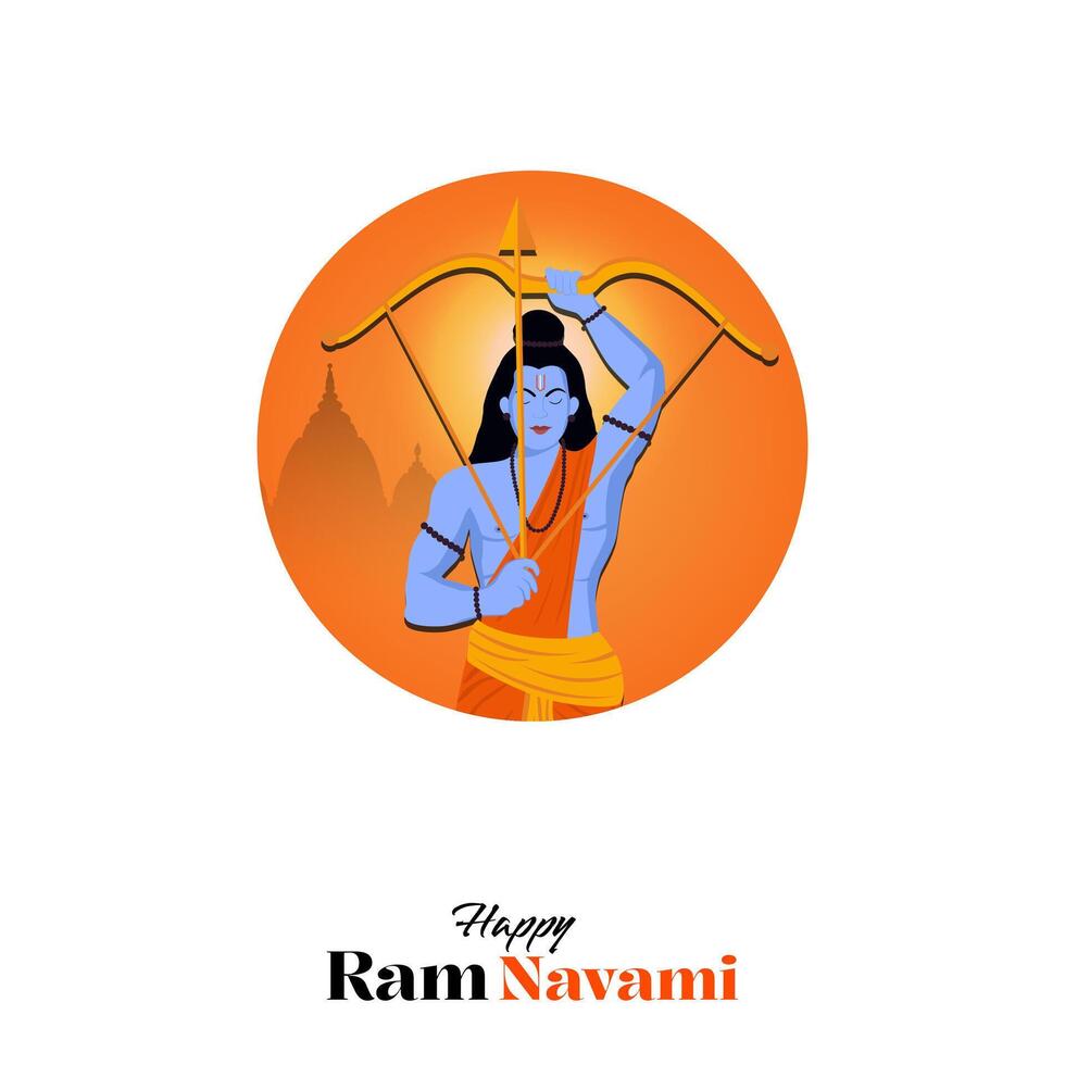 feliz publicación en las redes sociales del festival ram navami de la india vector
