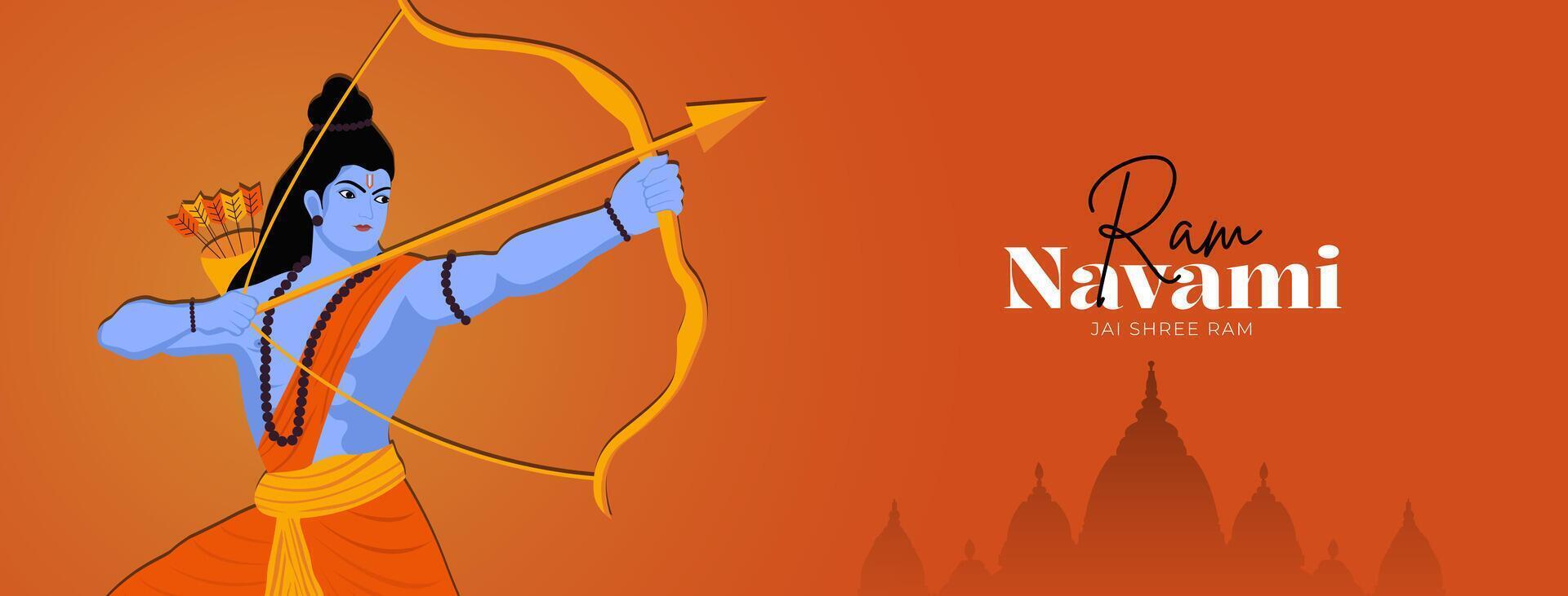 feliz publicación en las redes sociales del festival ram navami de la india vector