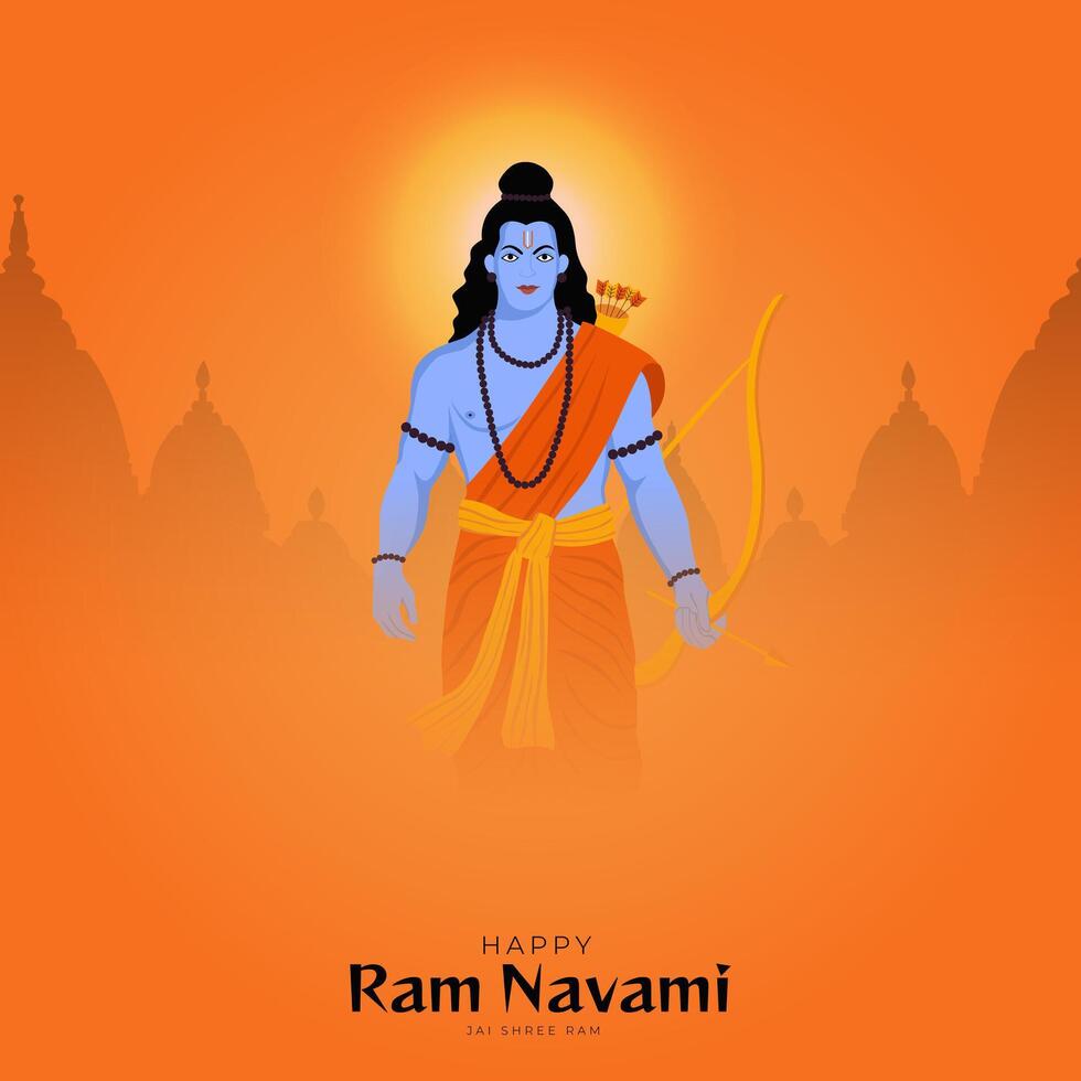 Happy Ram Navami festival of India Social Media Post vector