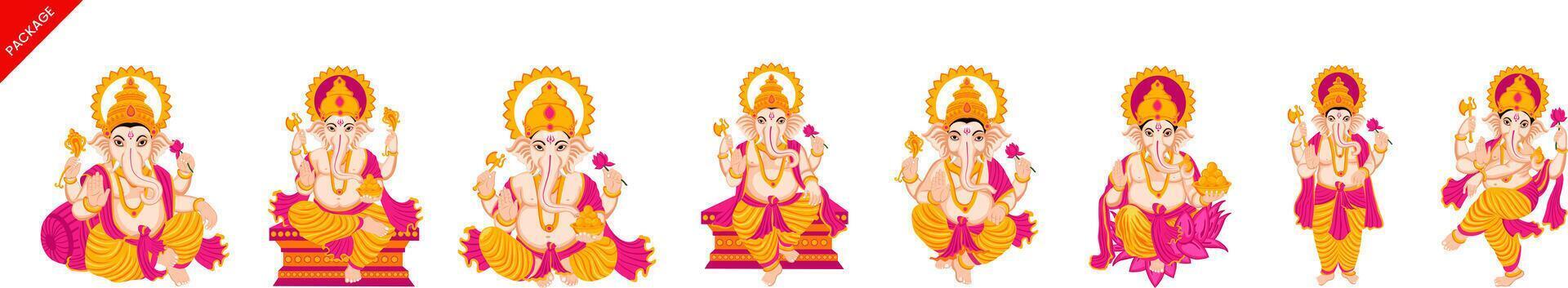 Happy Ganesh Chaturthi, Ganesh illustration Package vector