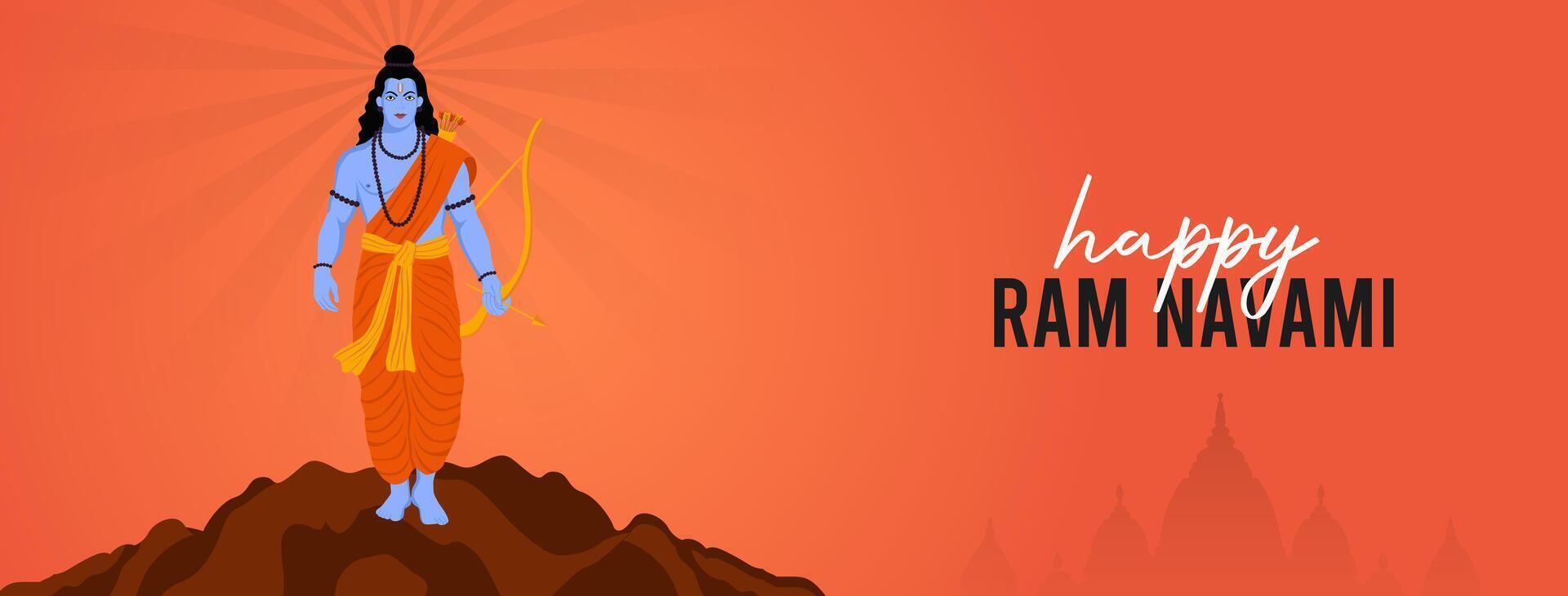 feliz publicación en las redes sociales del festival ram navami de la india vector