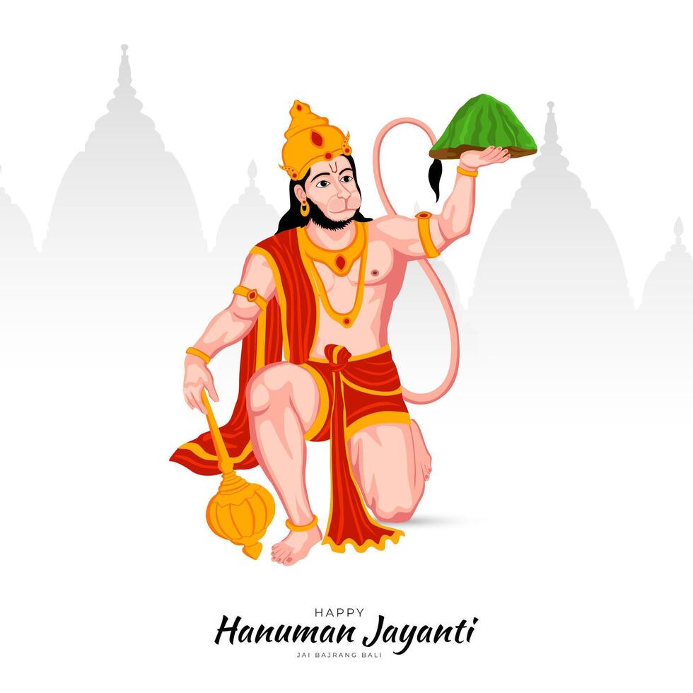 contento Hanuman Jayanti social medios de comunicación enviar el festival de India vector