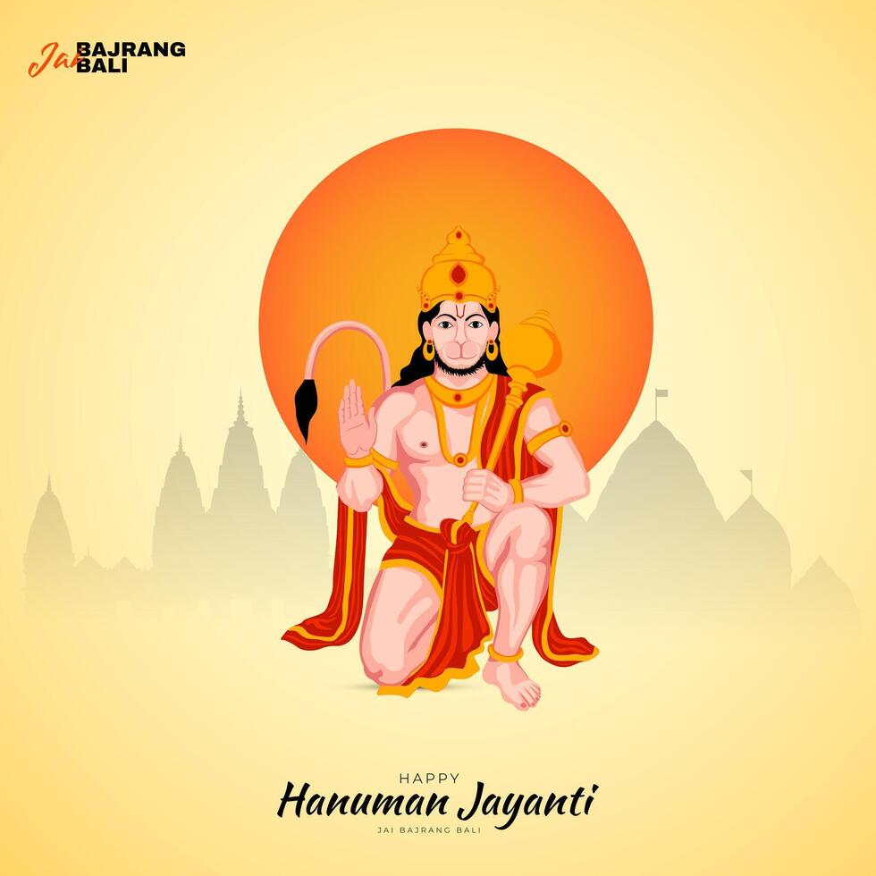 contento Hanuman Jayanti social medios de comunicación enviar el festival de India vector