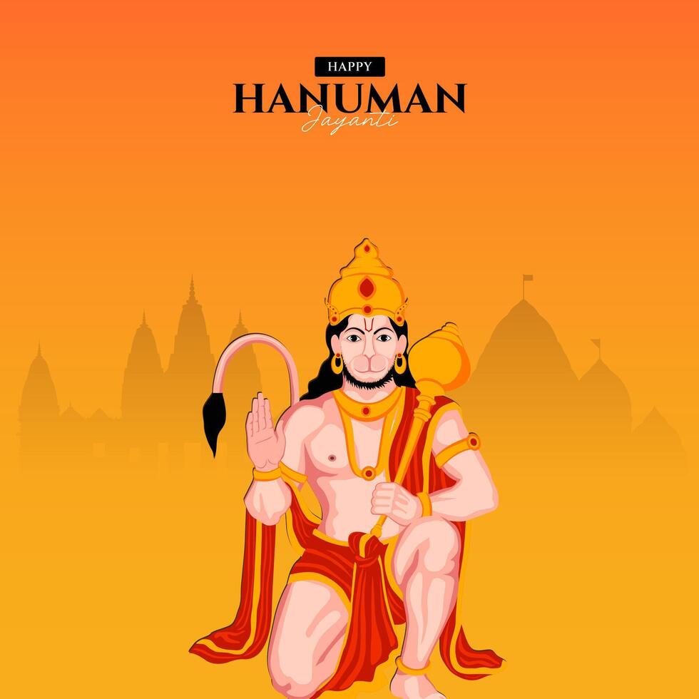 contento Hanuman Jayanti social medios de comunicación enviar el festival de India vector