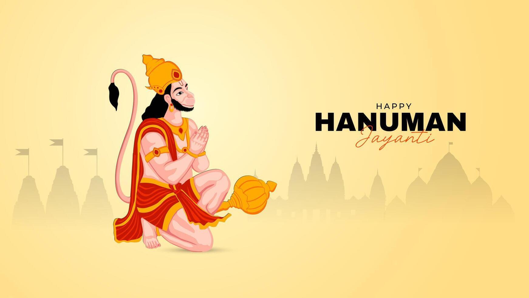 contento Hanuman Jayanti social medios de comunicación enviar el festival de India vector