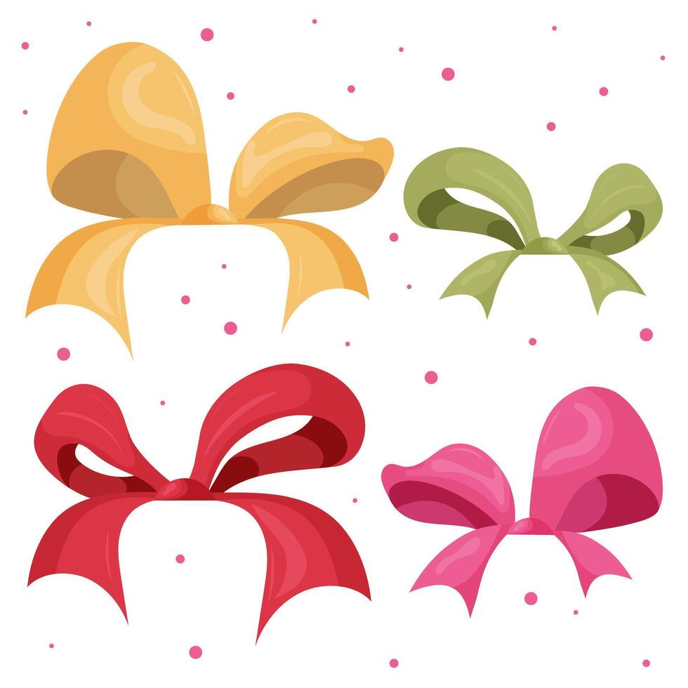 Colorful gift bows and ribbons set. It is a illustration set. vector