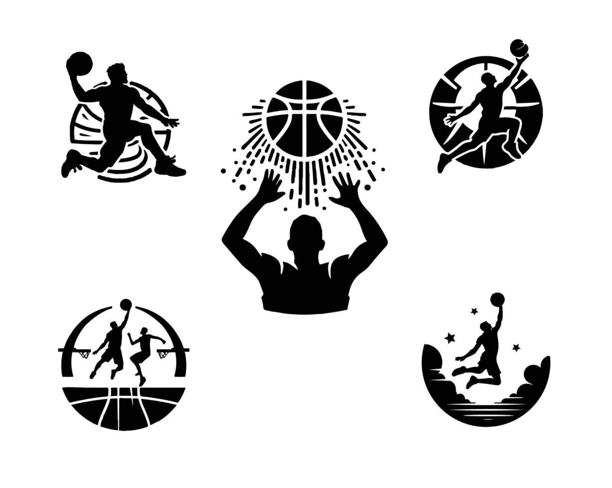 basket ball logo silhouette vector