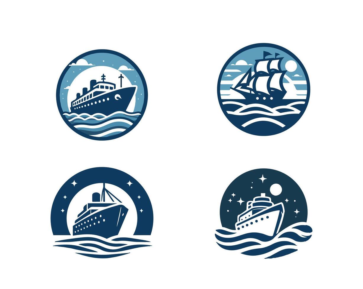 sailing ship logo illustration vector