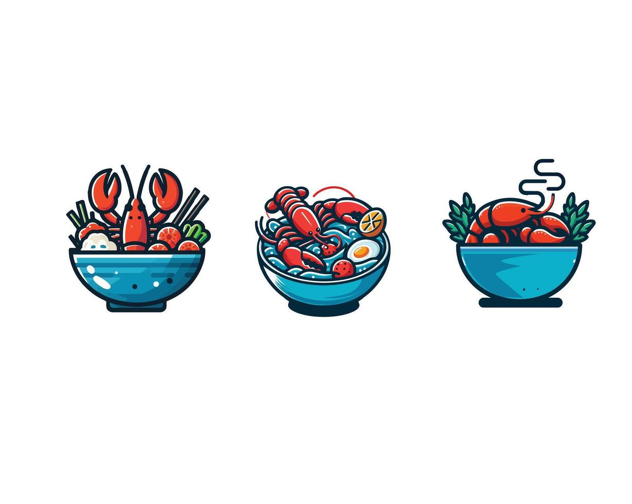 sea food on the bowl vector