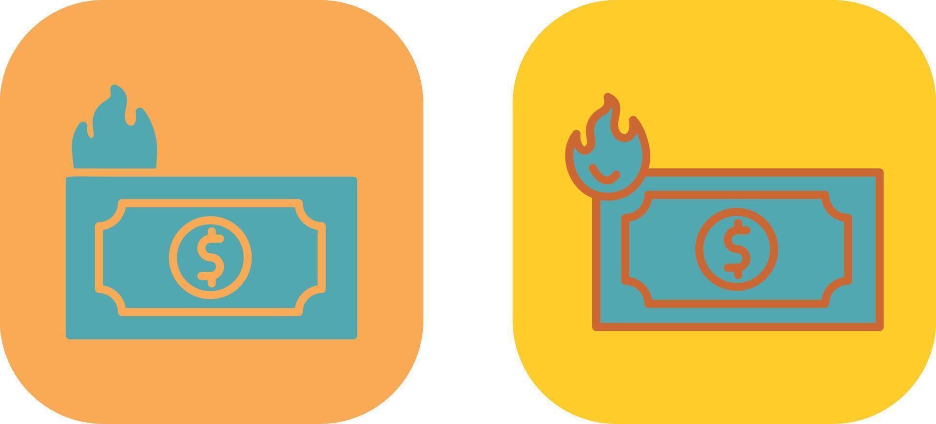 Dollar On Fire Icon vector