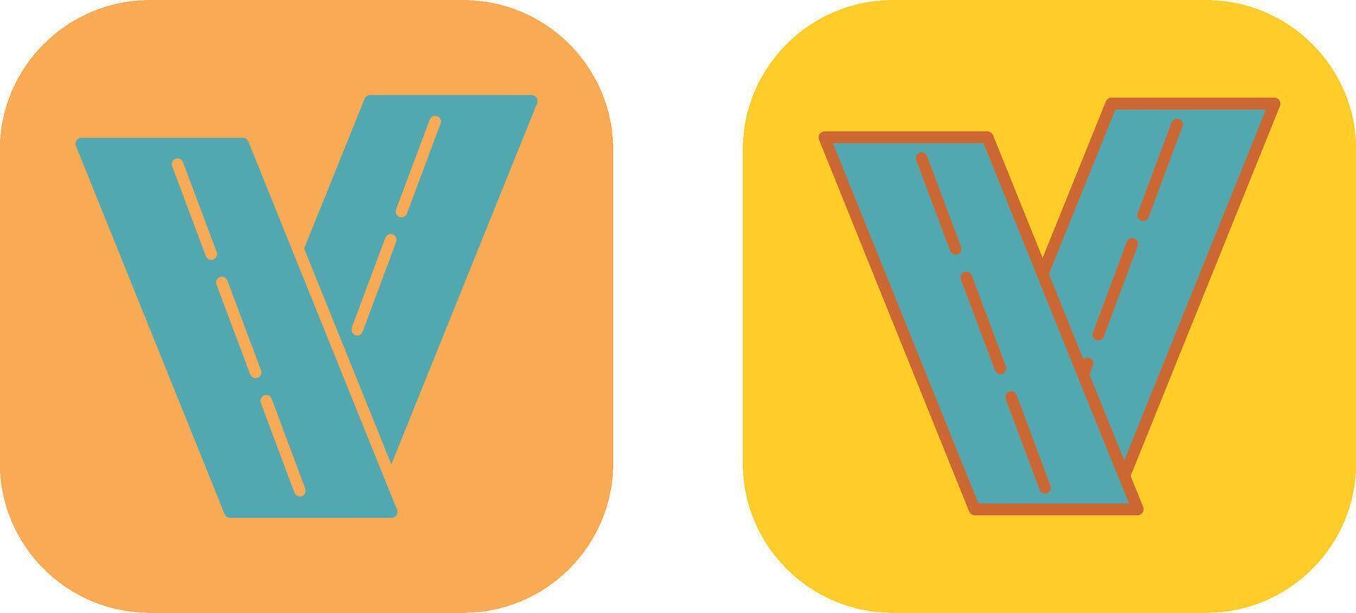 Two Way Road Icon vector