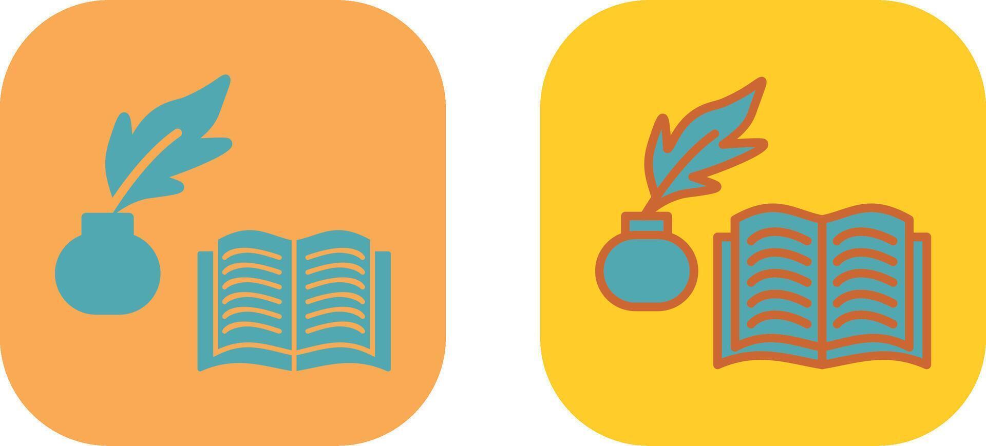 Quill and Book Icon vector