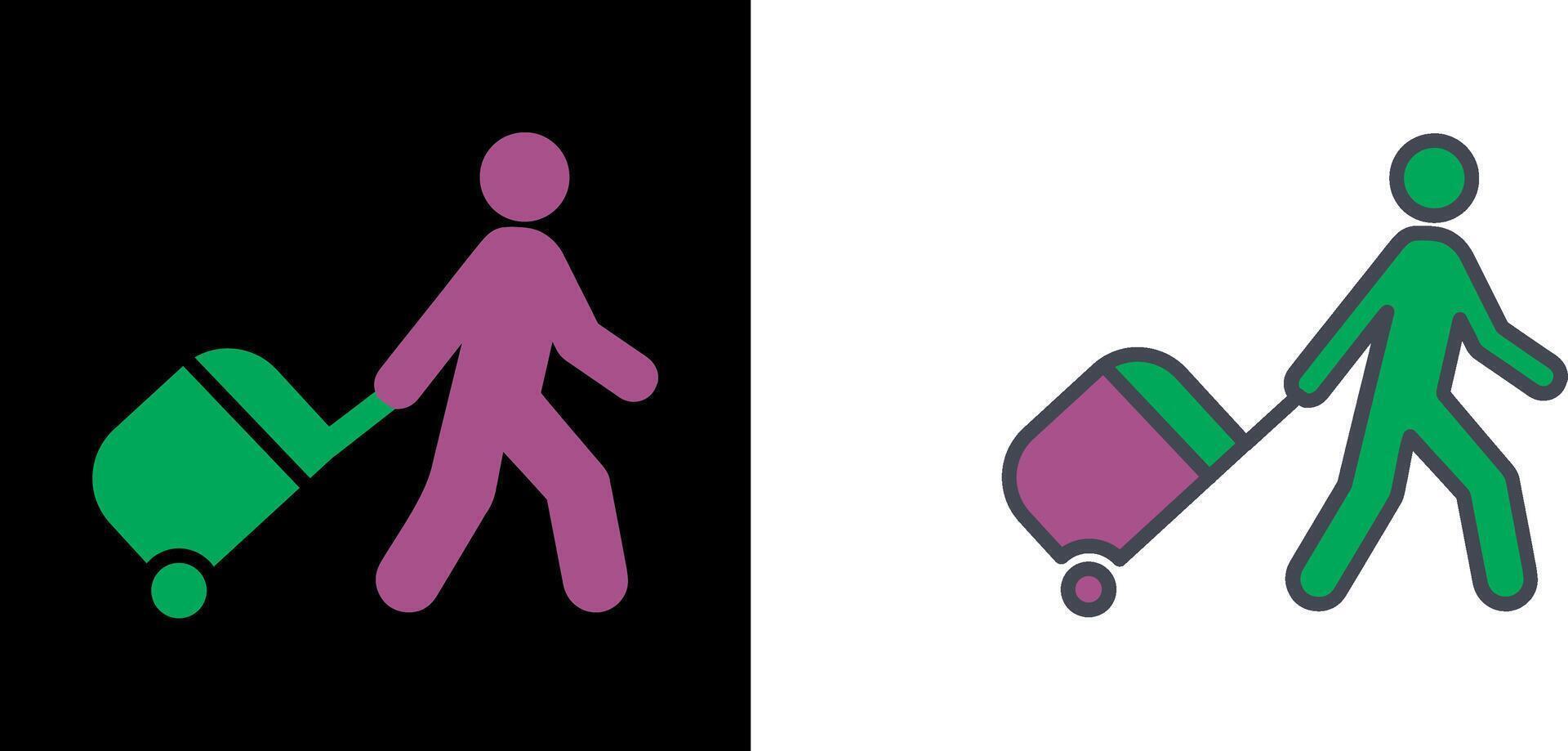 Walking With Luggage Icon vector