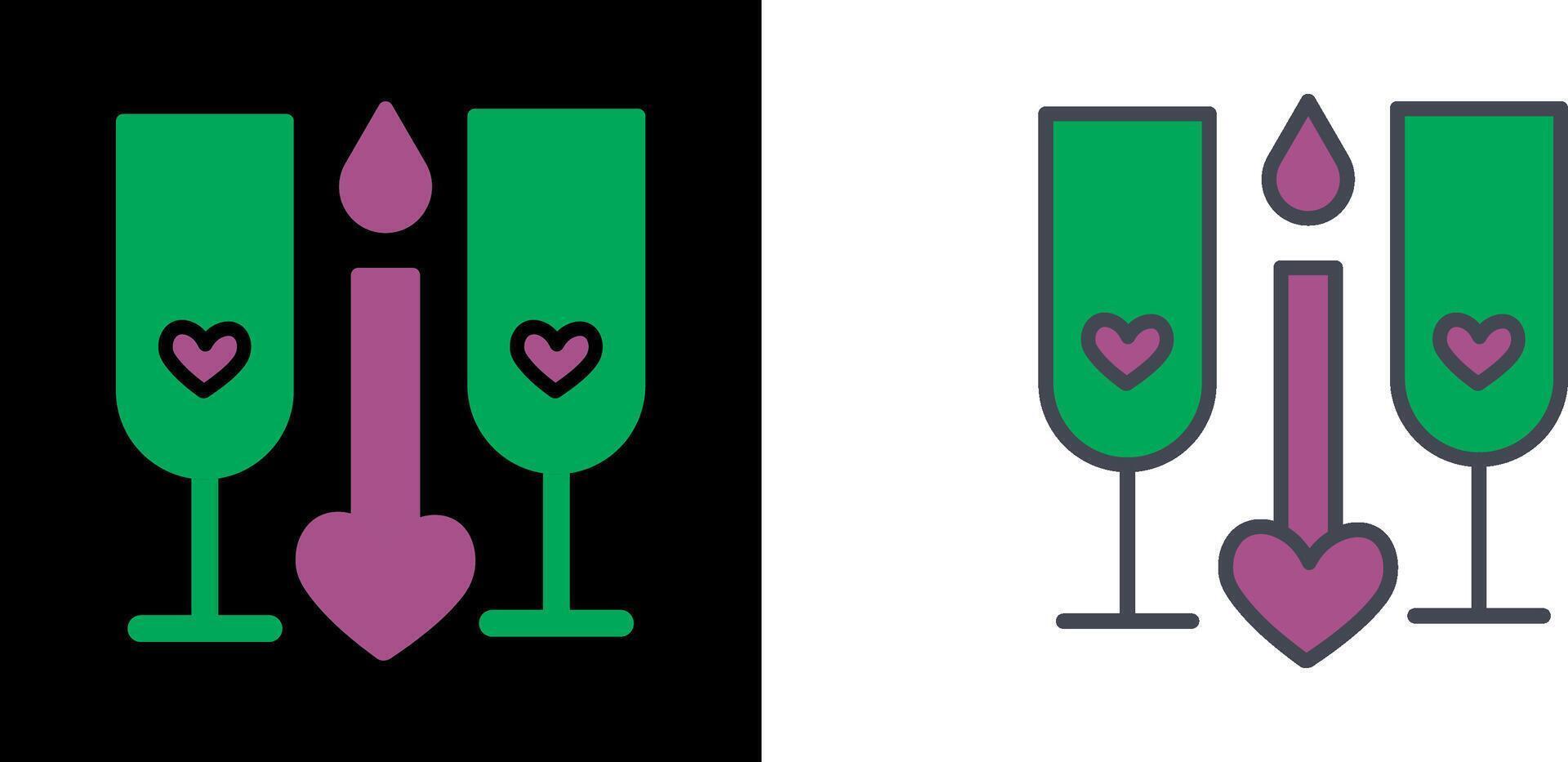 dos lentes romántico icono vector