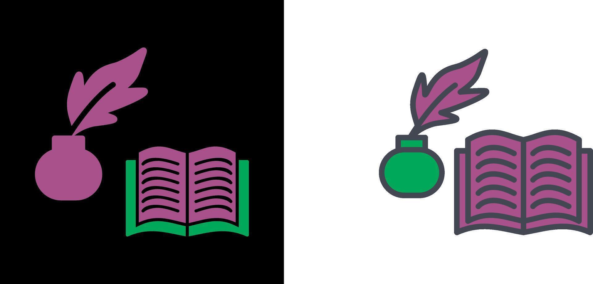 Quill and Book Icon vector