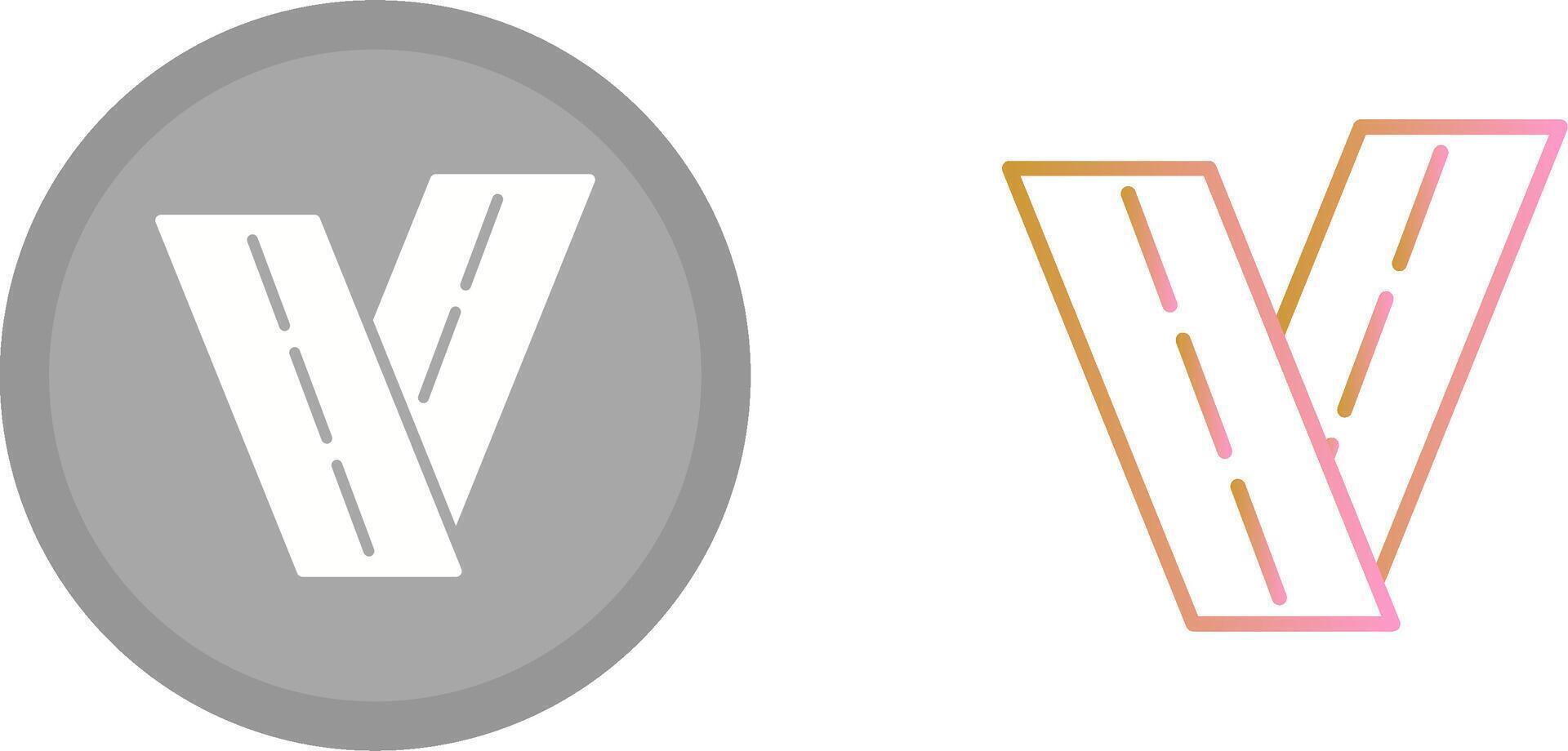 Two Way Road Icon vector