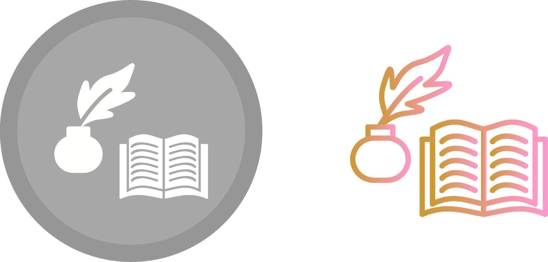 Quill and Book Icon vector