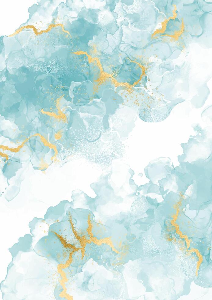 hand painted alcohol ink background with gold foil elements vector