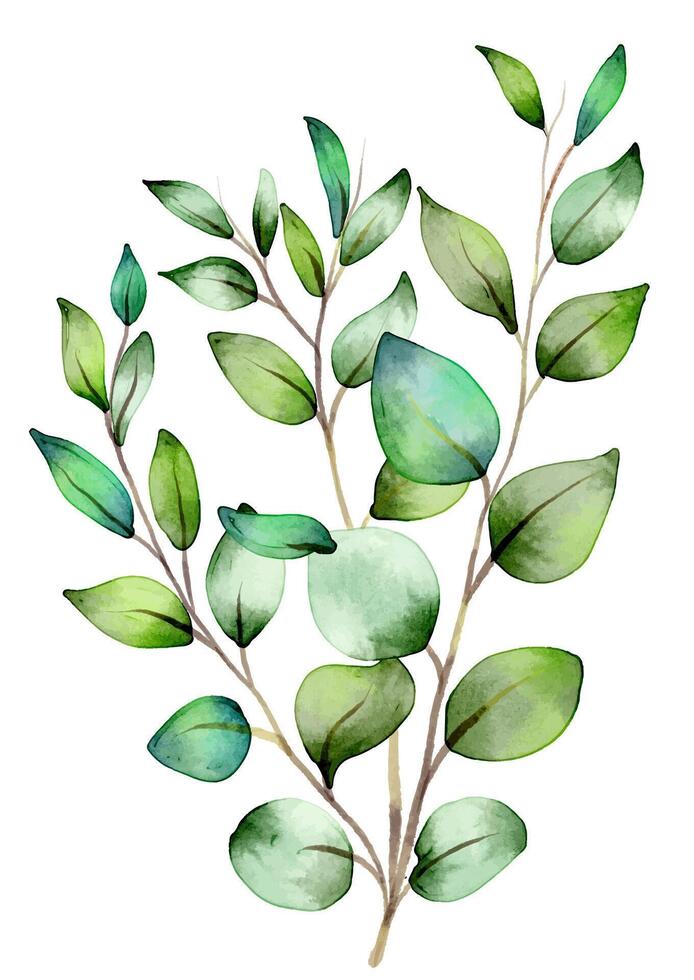 hand painted watercolour leaves design vector