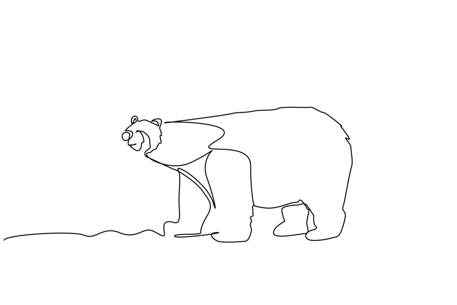 polar bear animal wildlife full body length line art vector