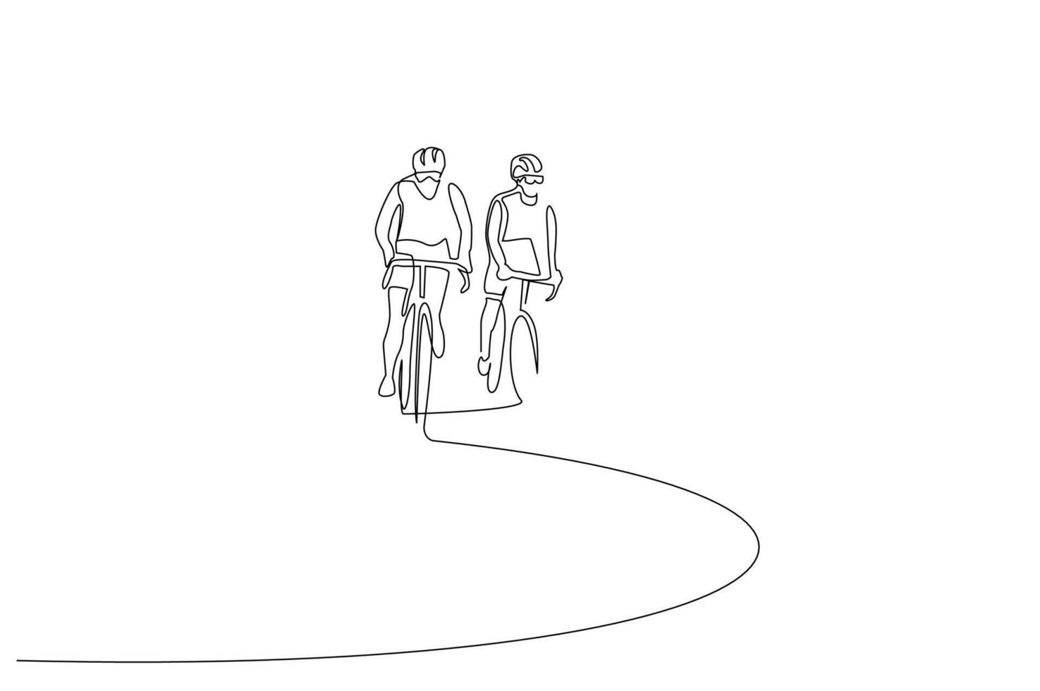 people bike activity sport helmet race trip one line art design vector