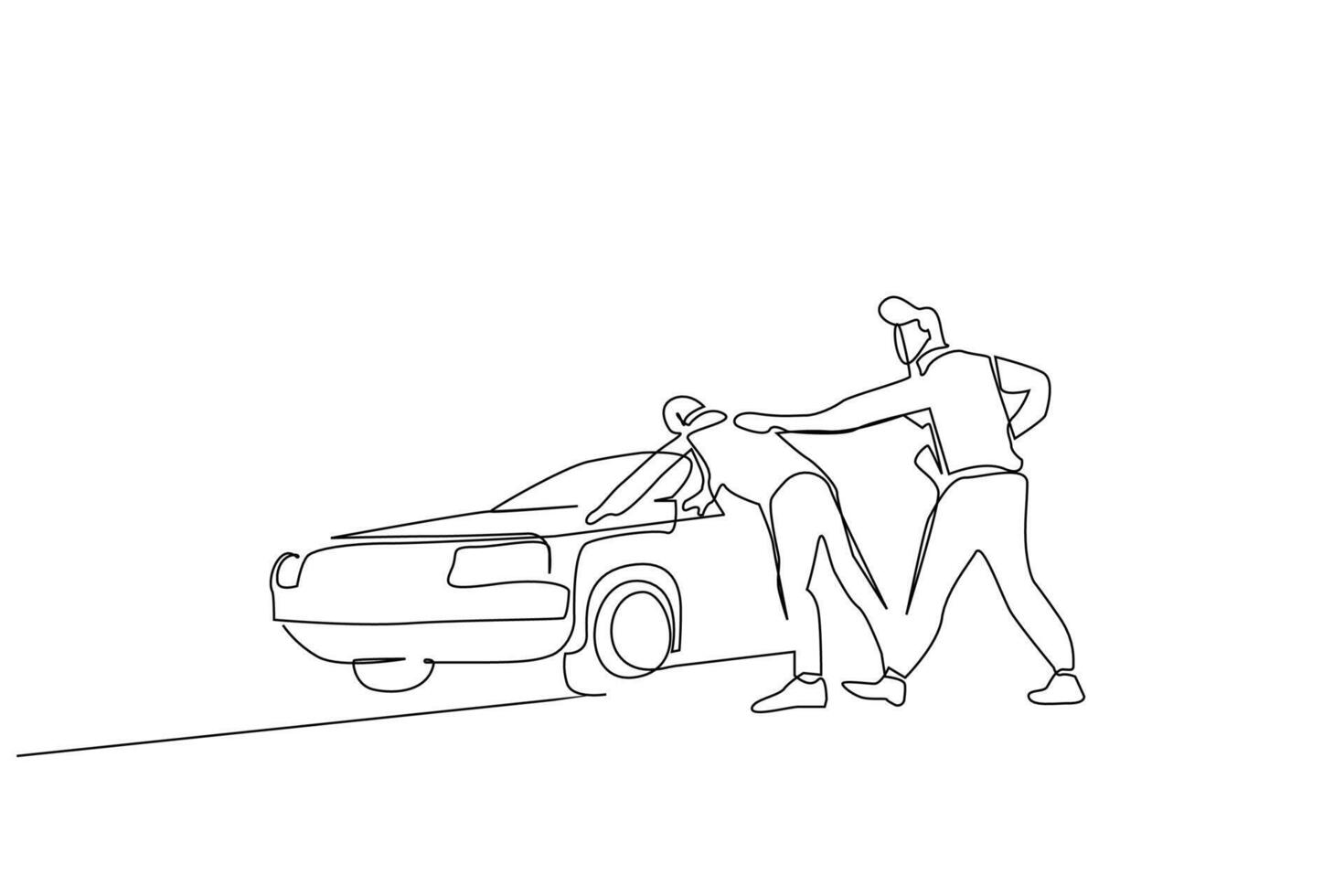 thief car police catch one line art design vector