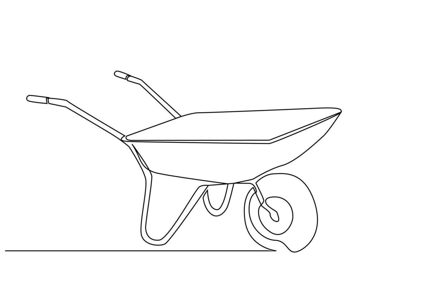 wheelbarrow object one line art design vector