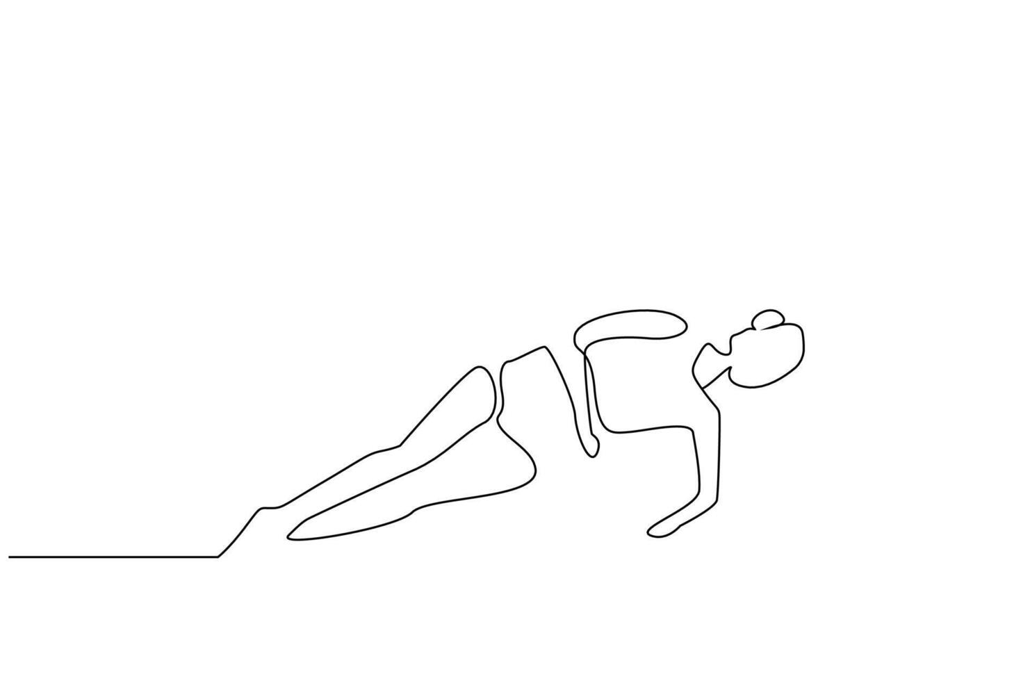 joven ajuste mujer pilates deporte actividad poses lleno cuerpo longitud uno línea Arte diseño vector