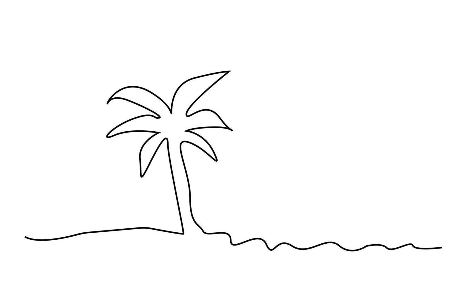 palm trees nature coast tropical resorts line art design vector