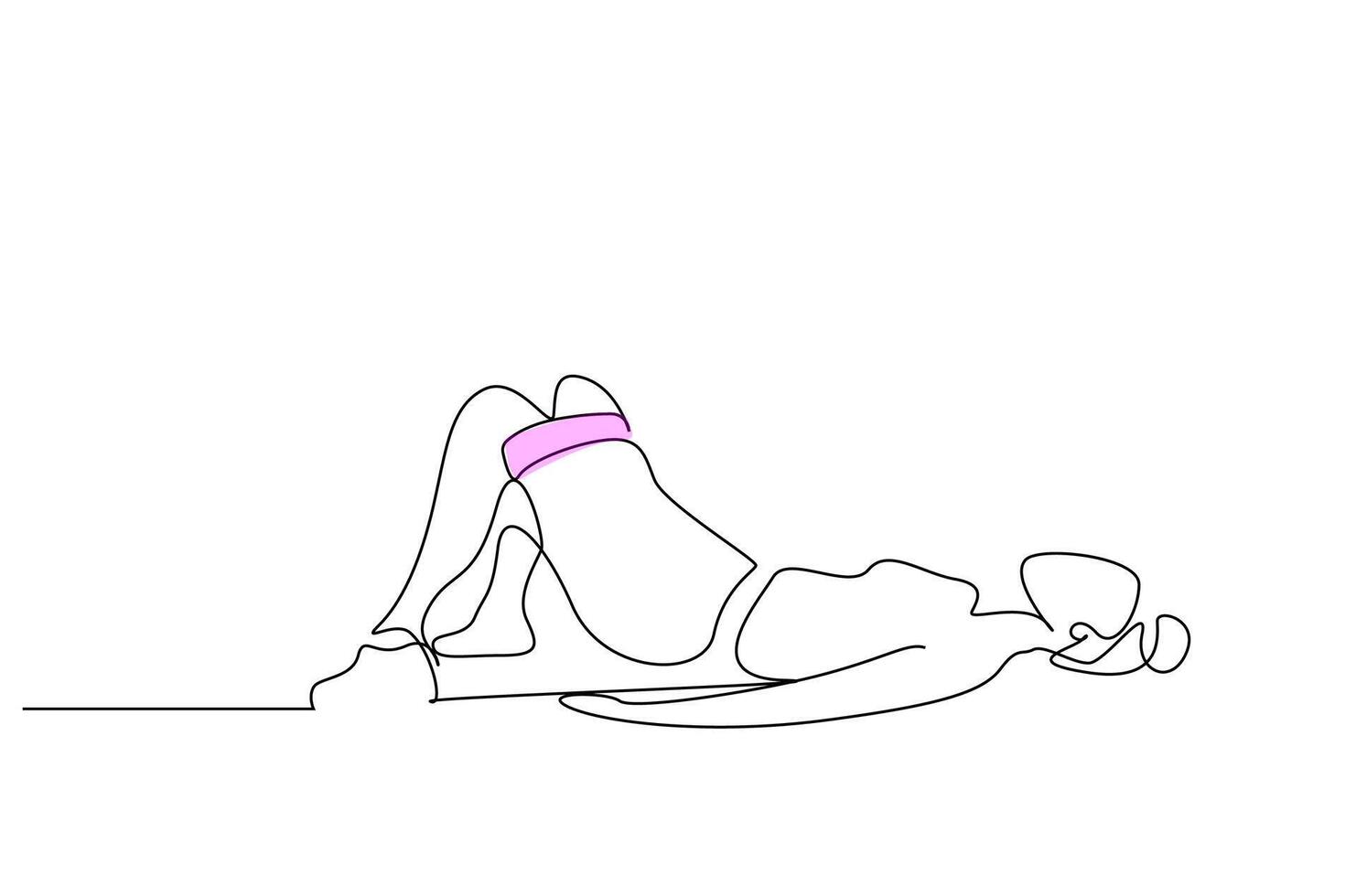 joven ajuste mujer pilates deporte actividad poses lleno cuerpo longitud uno línea Arte diseño vector