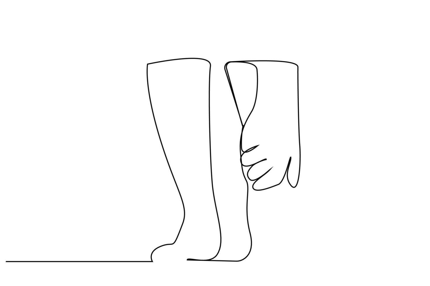 human hold foot heel pain health line art design vector