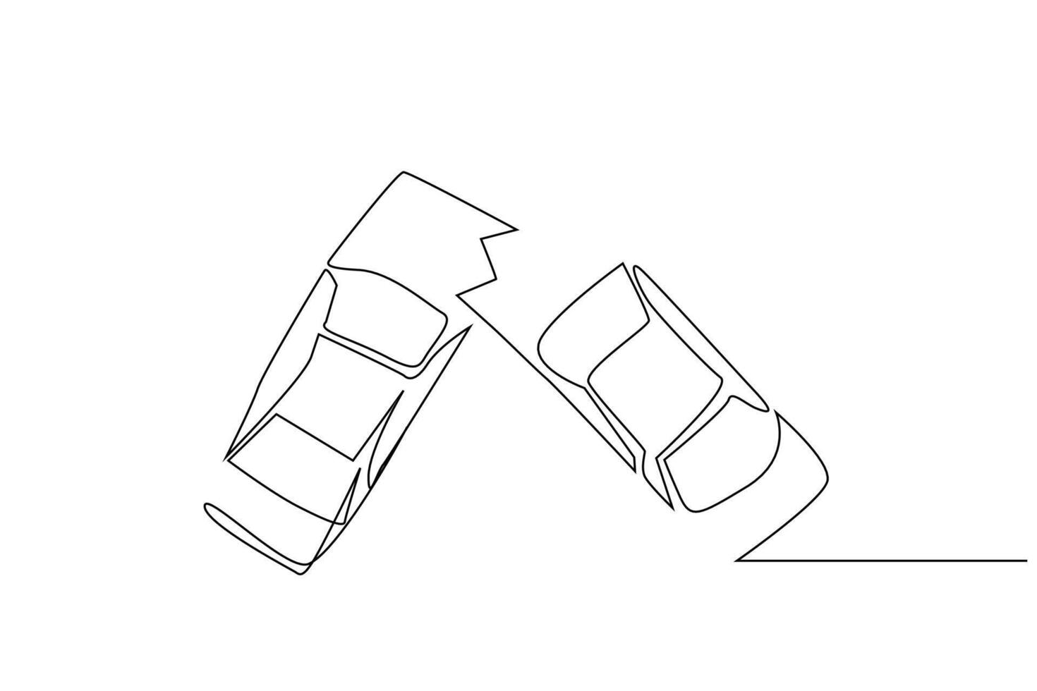 two cars vehicle crash nobody line art design vector