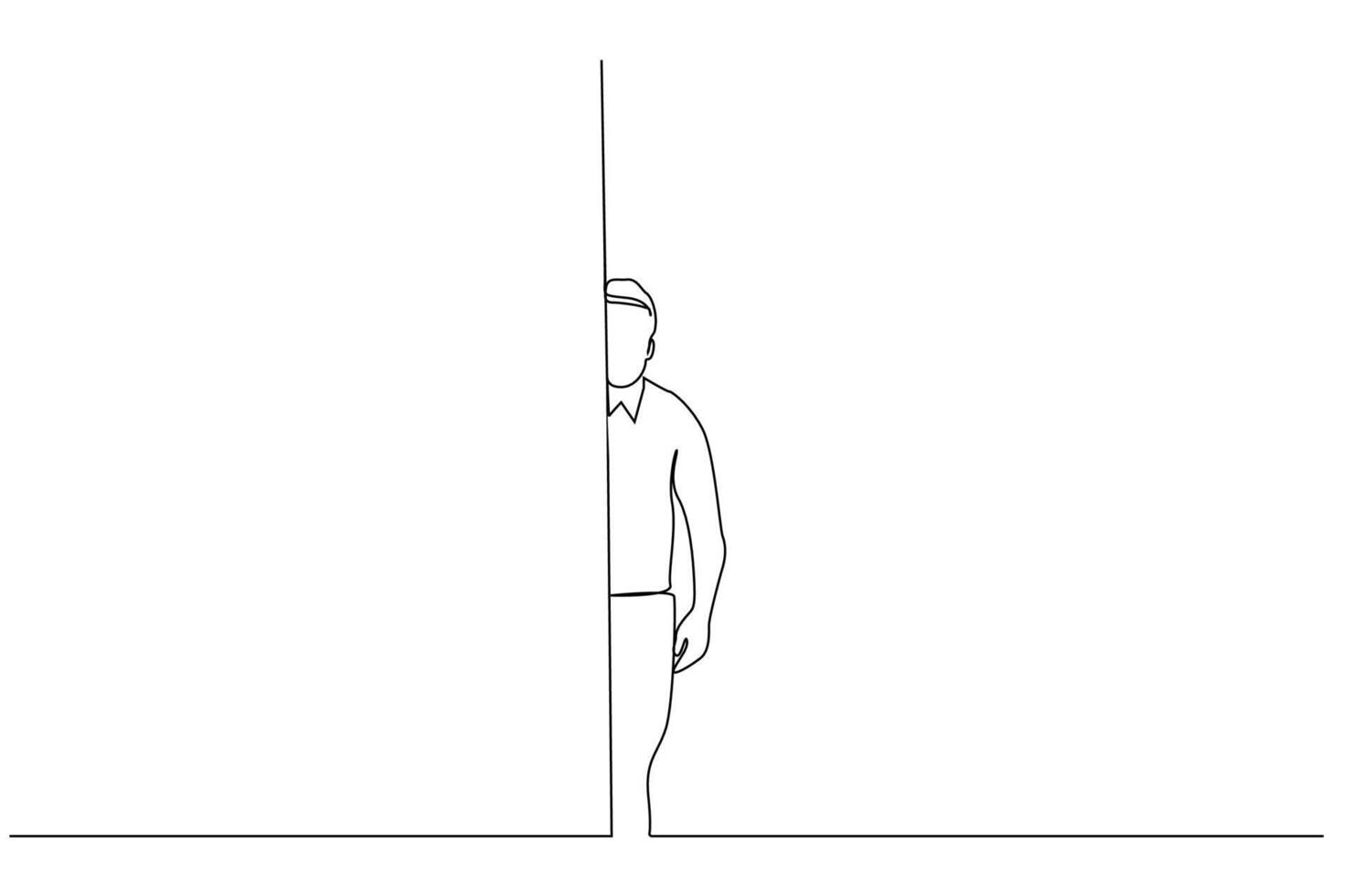 person human secret obsessed stalking watch hiding look one line art design vector