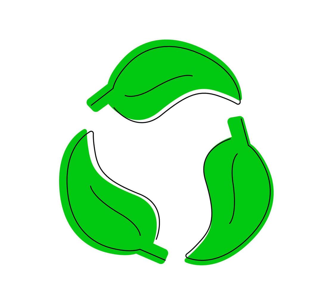 reciclar hoja planta circulo verde icono ecología diseño vector