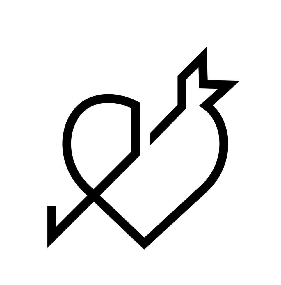 love heart arrow sign icon line art vector