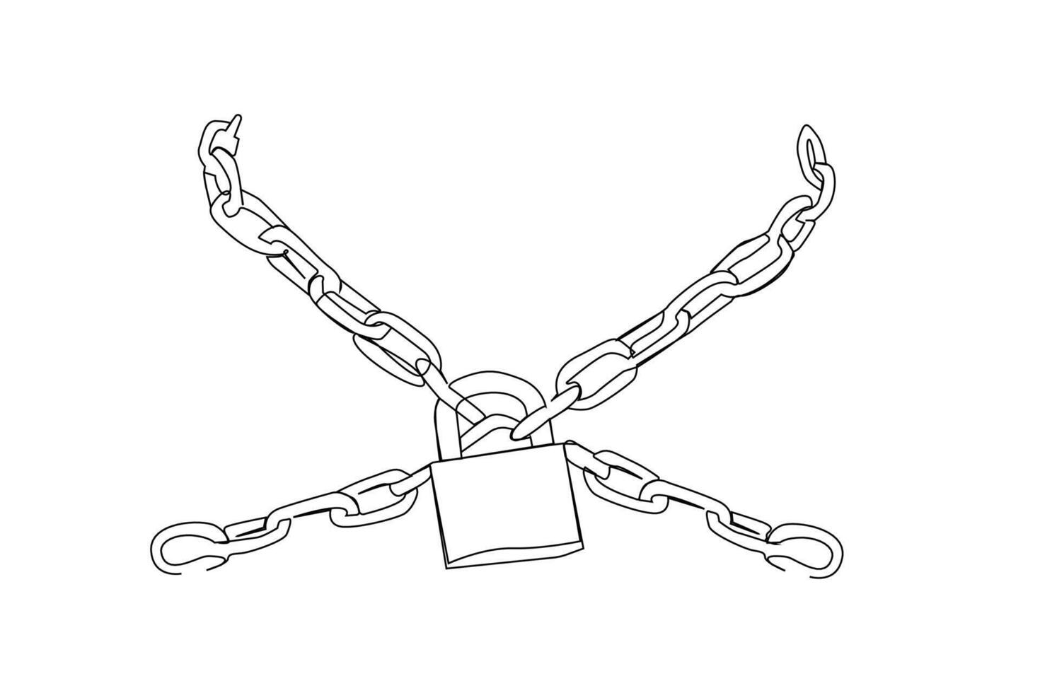 chain lock closed object one line art design vector