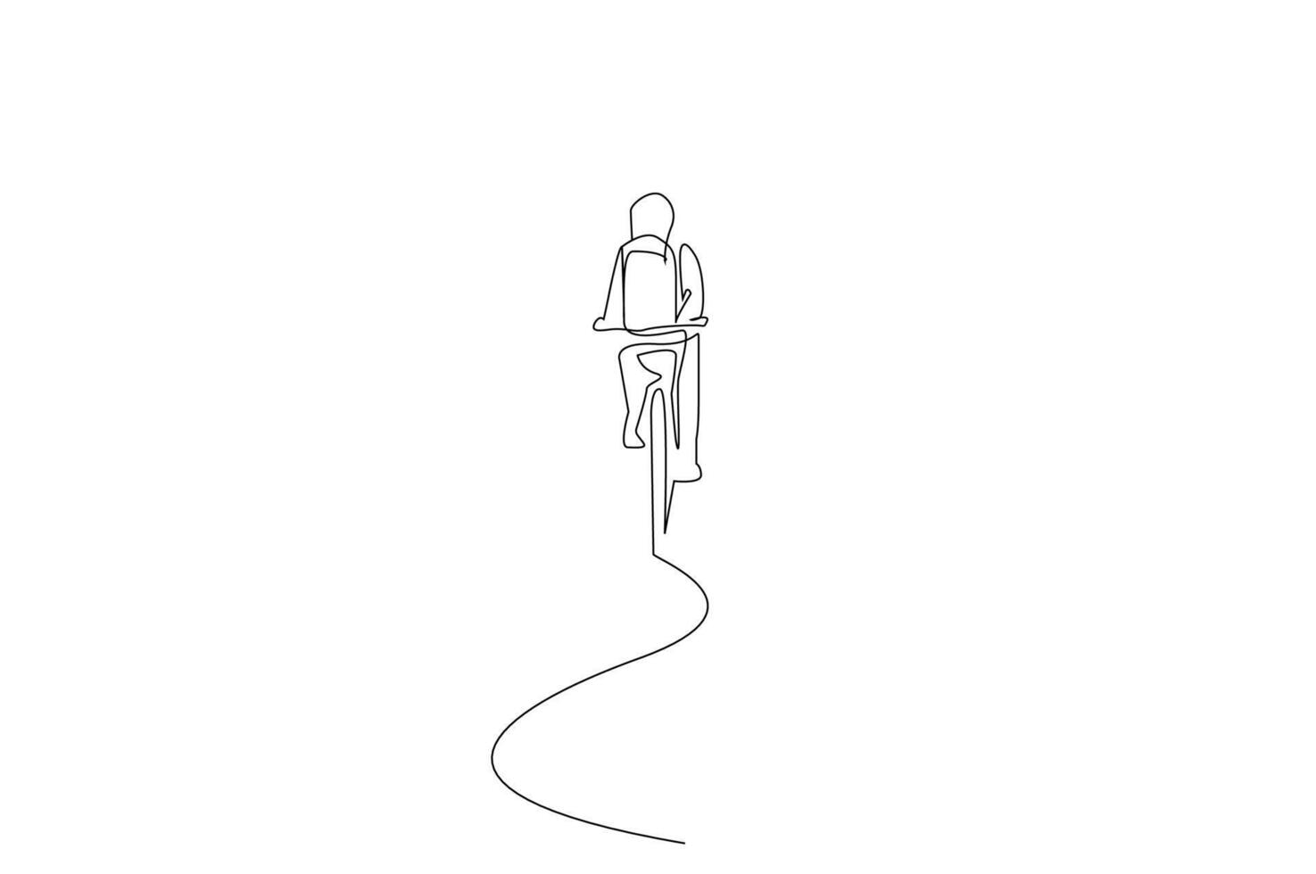 people bike activity sport helmet race trip one line art design vector