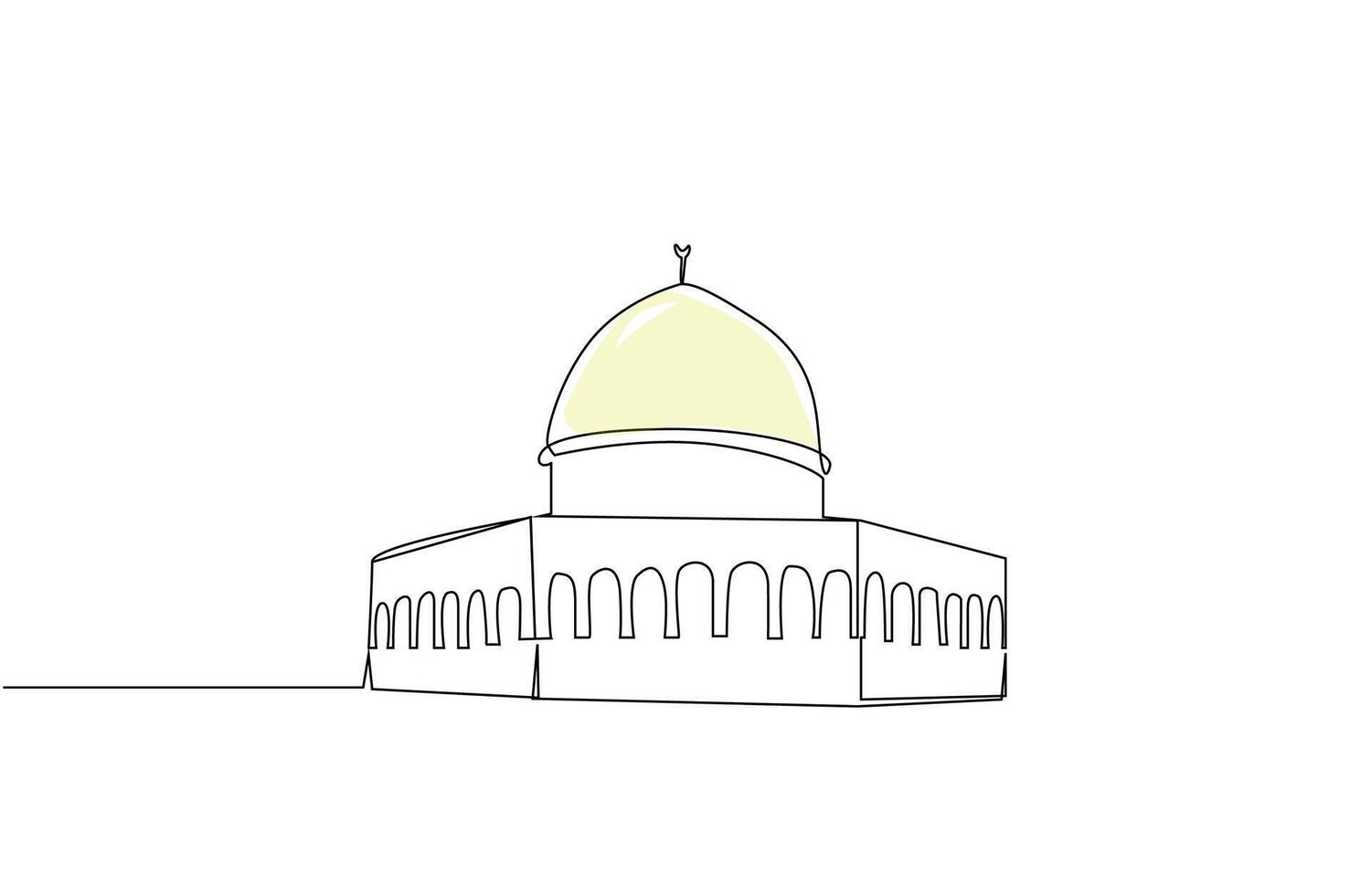 Palestine Jerusalem Masjid Aksa Mosque line art design vector