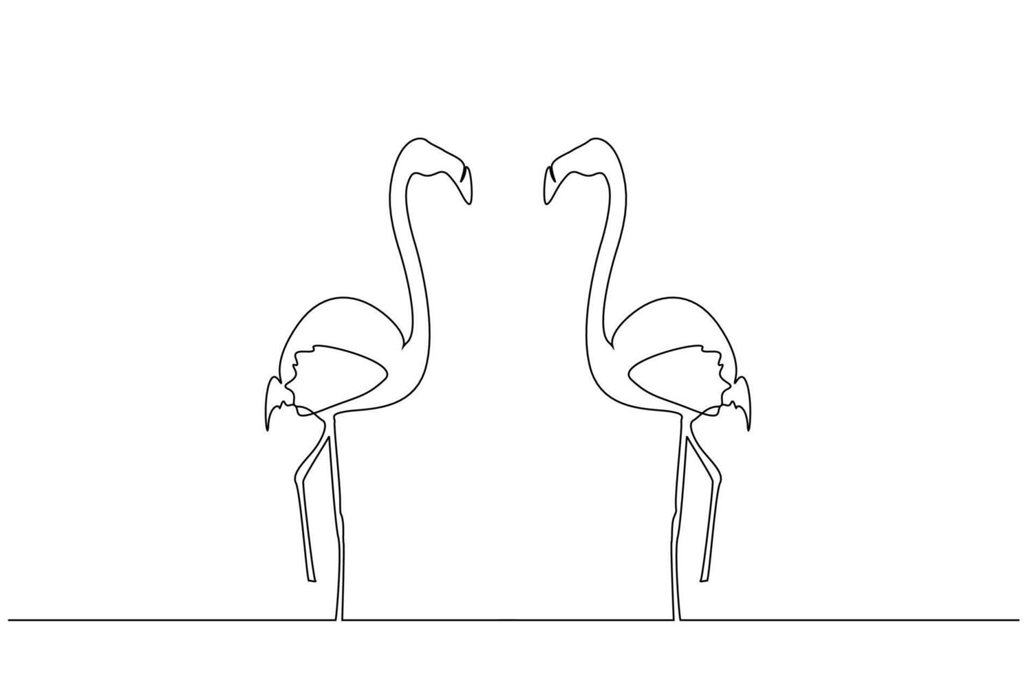 couple in love flamingo bird together love life line art design vector