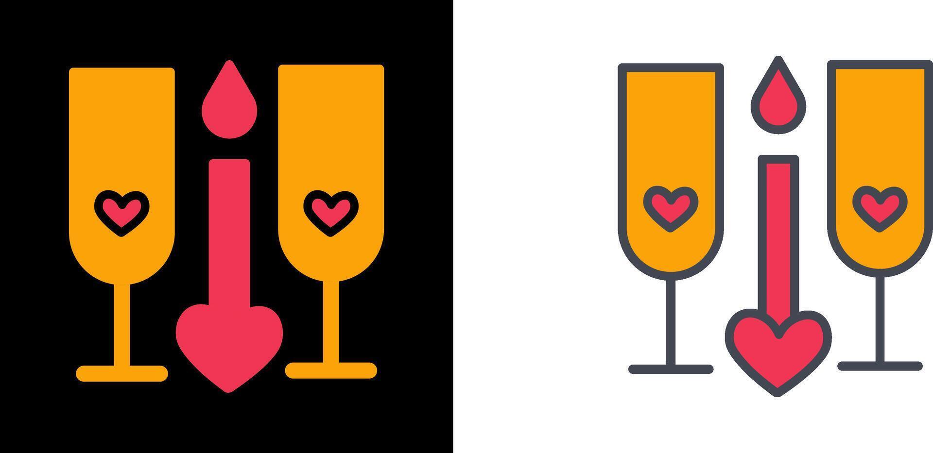 dos lentes romántico icono vector