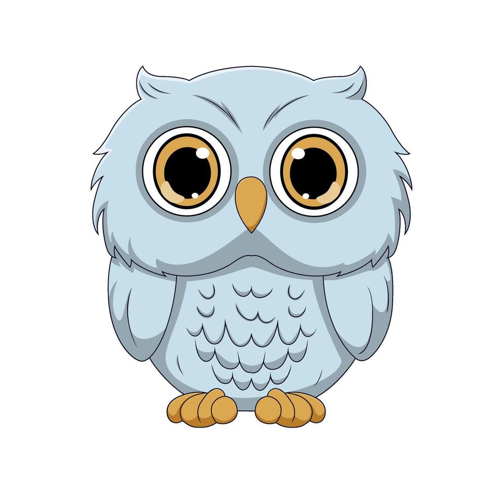 Cute white polar owl cartoon vector