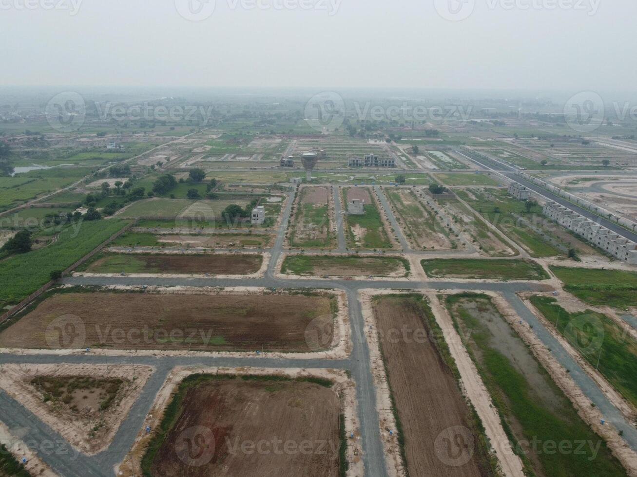 High angle view with drone of West Marina Housing Society in Lahore Pakistan on November 07, 2023 photo