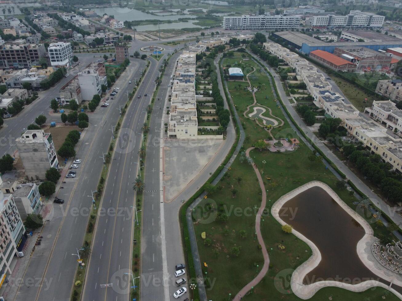 Beautiful residential areas in Lahore with drone on November 18, 2023 photo