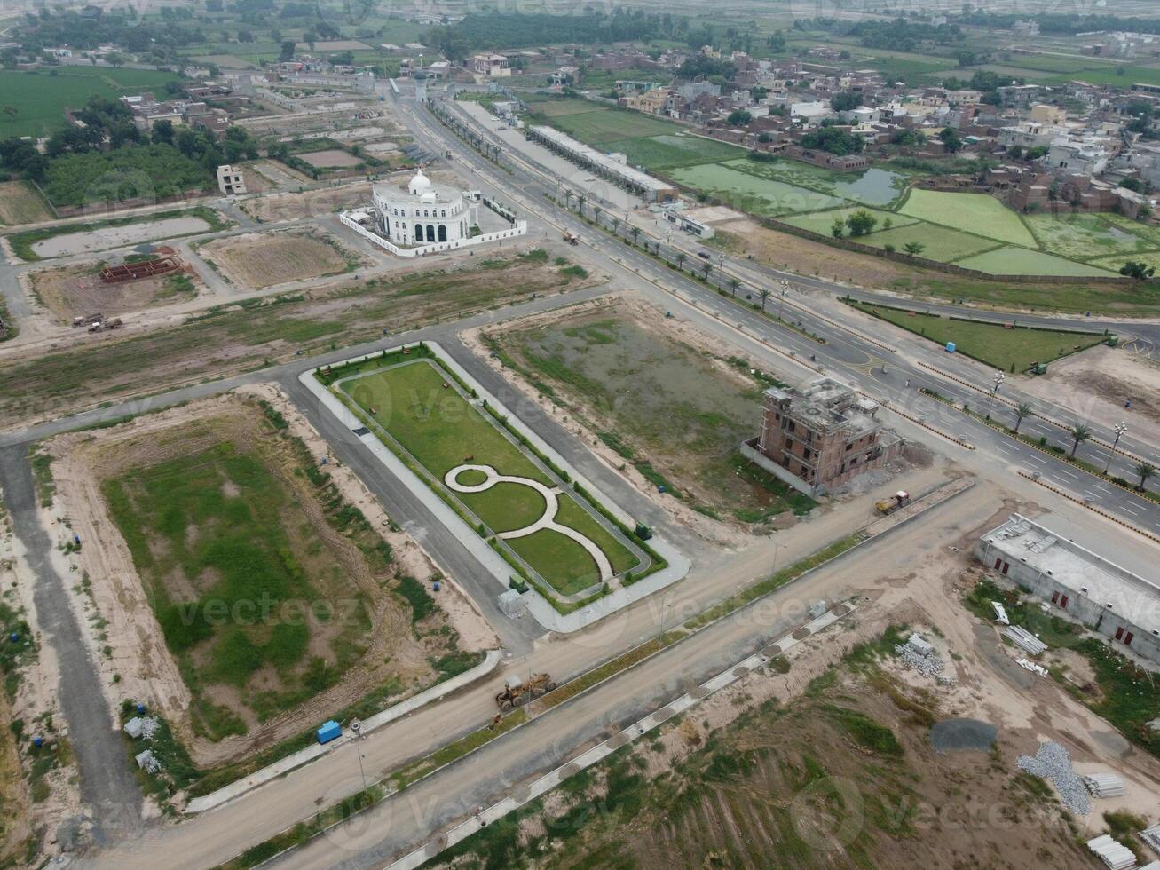 High angle view with drone of West Marina Housing Society in Lahore Pakistan on November 07, 2023 photo