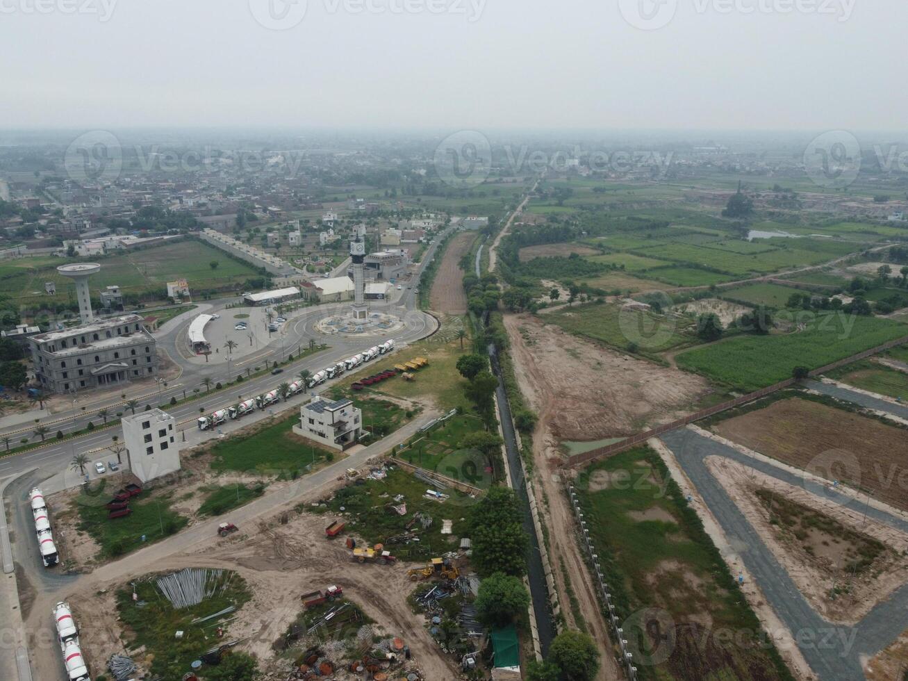 High angle view with drone of West Marina Housing Society in Lahore Pakistan on November 07, 2023 photo