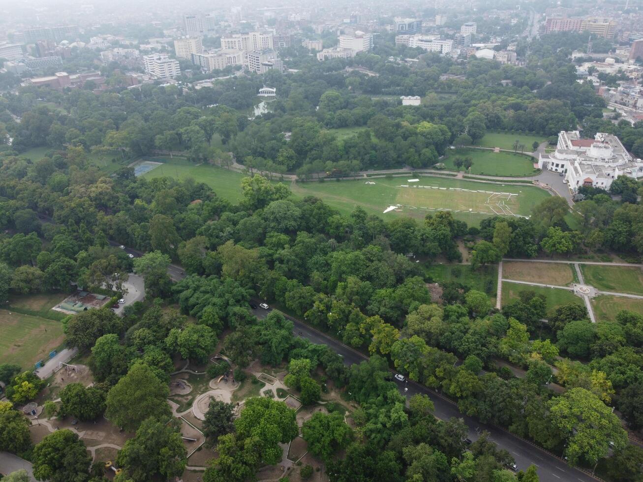 High angle view of green area of Lahore Pakistan on July 22, 2023 photo