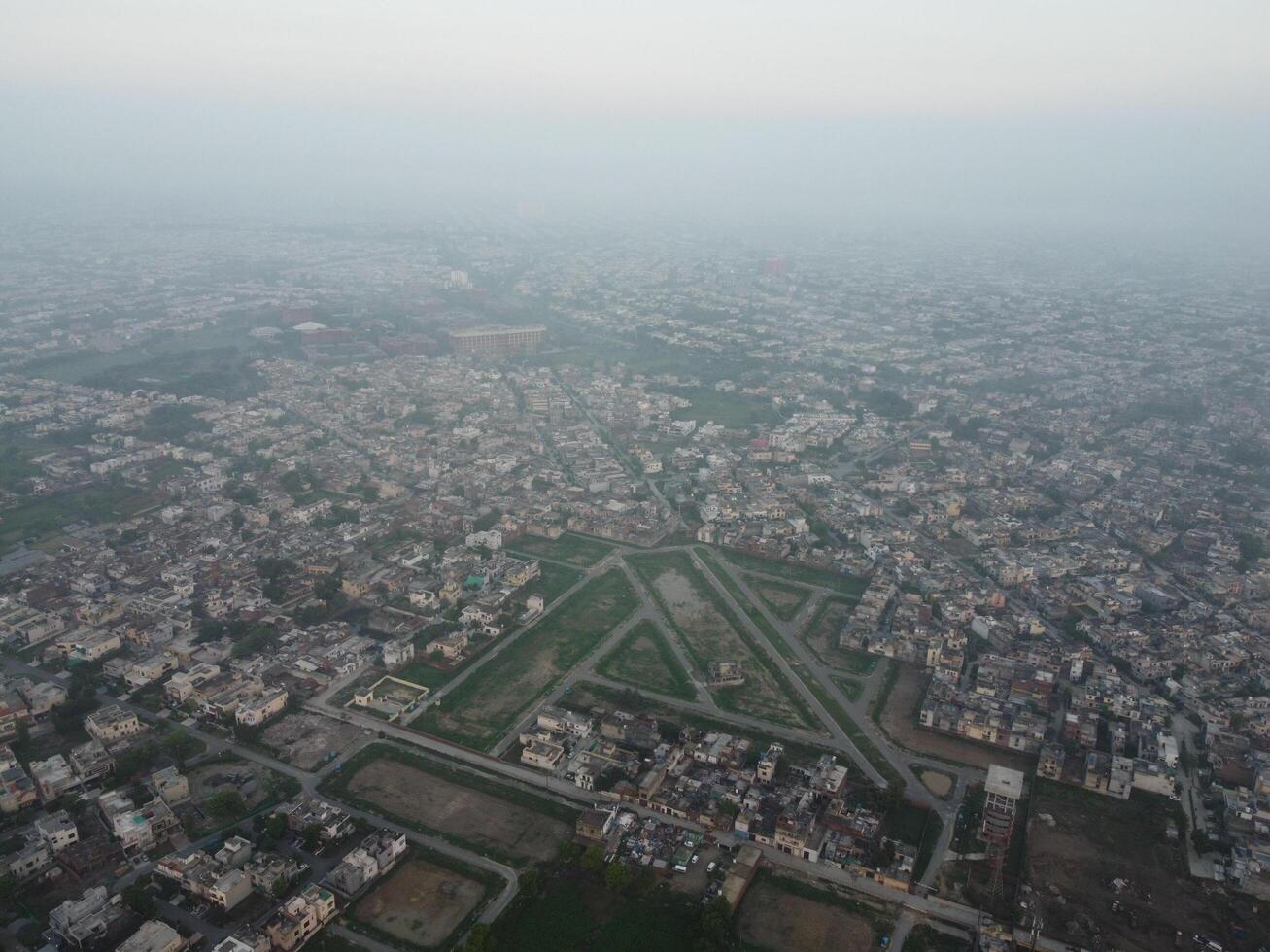 Drone view of residential are of Lahore Pakistan on July 22, 2023 photo