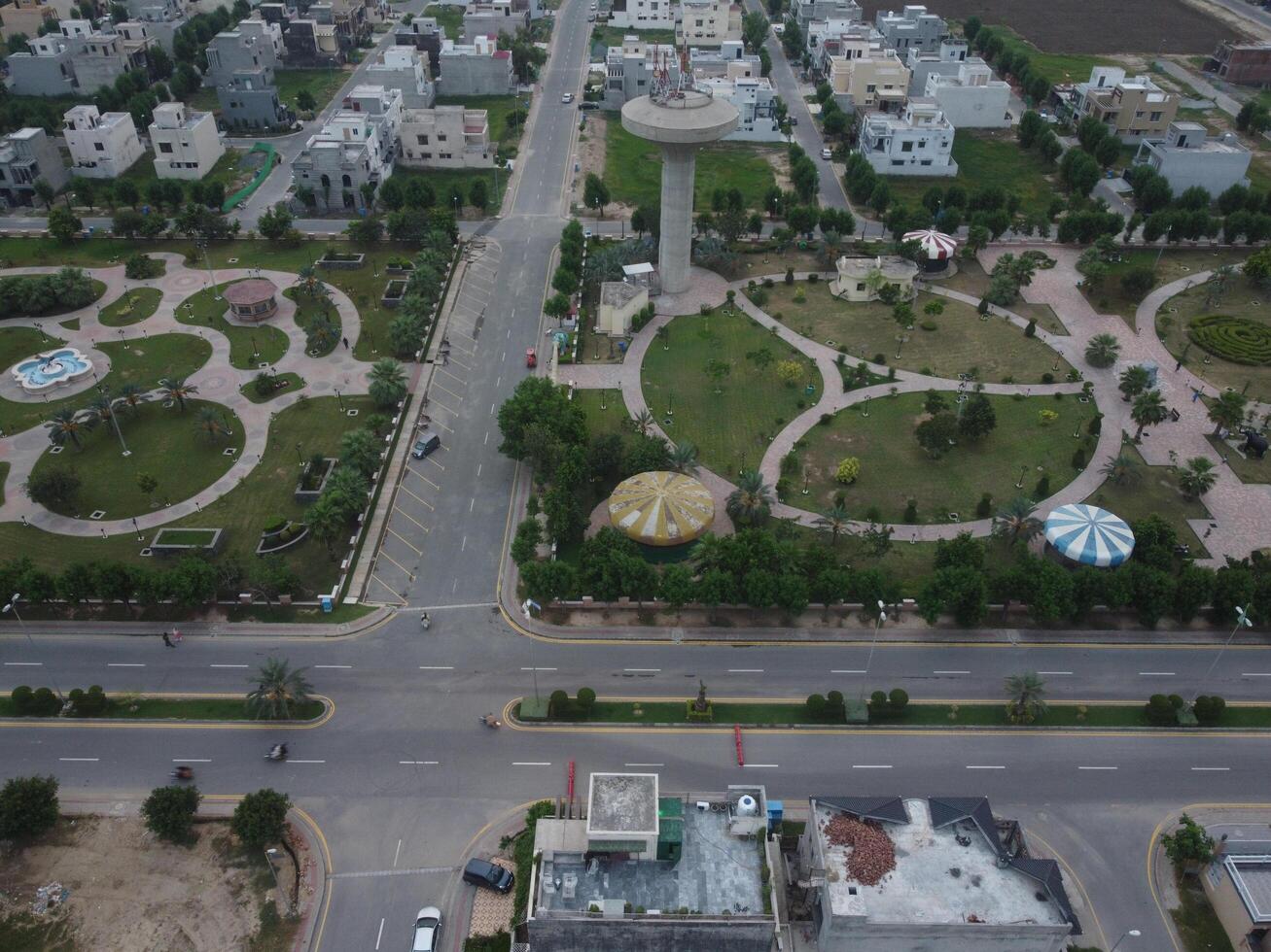 Drone view of residential are of Lahore Pakistan on July 22, 2023 photo