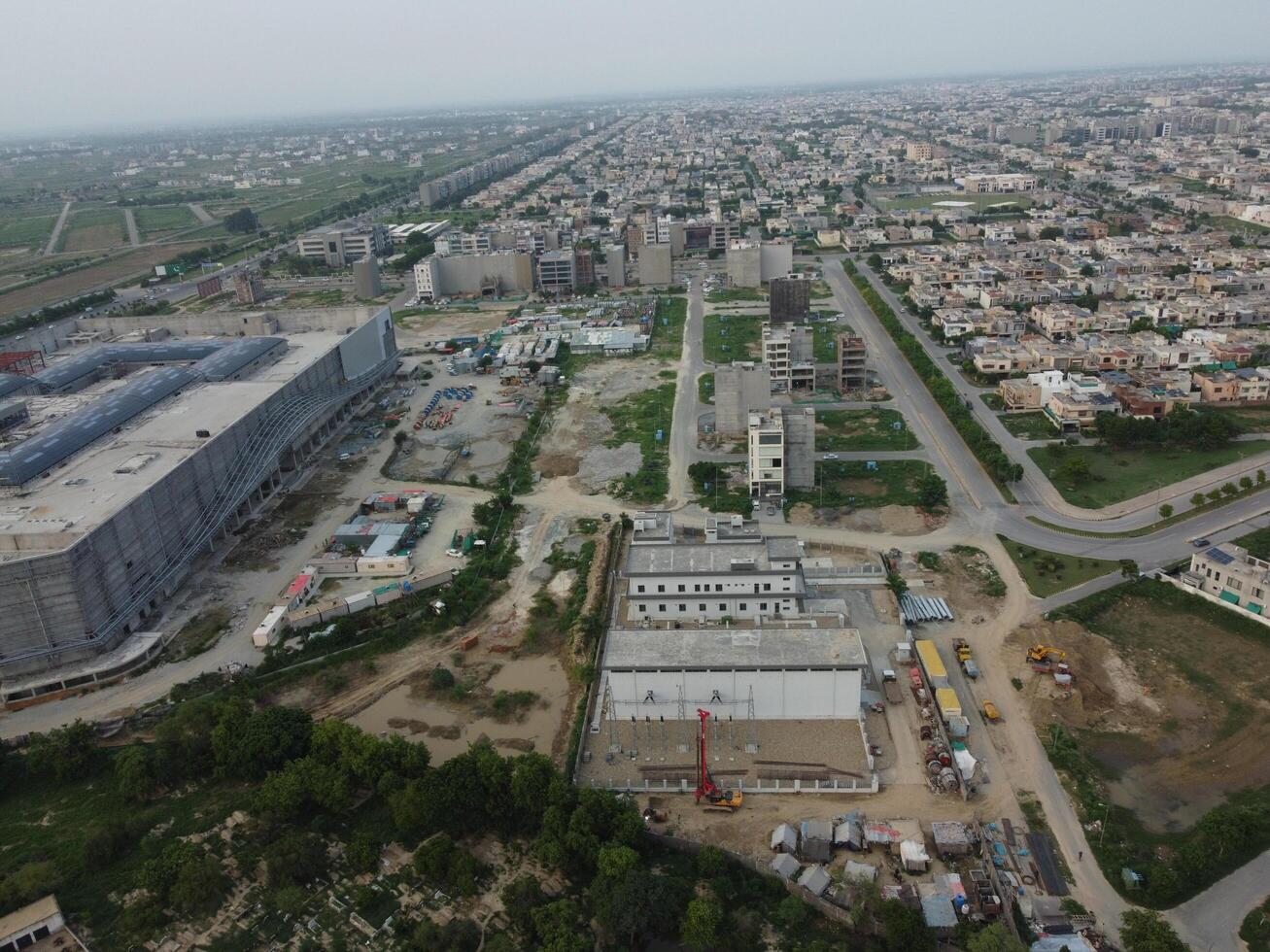 Aerial view of residential area in Lahore Pakistan on July 22, 2023. photo