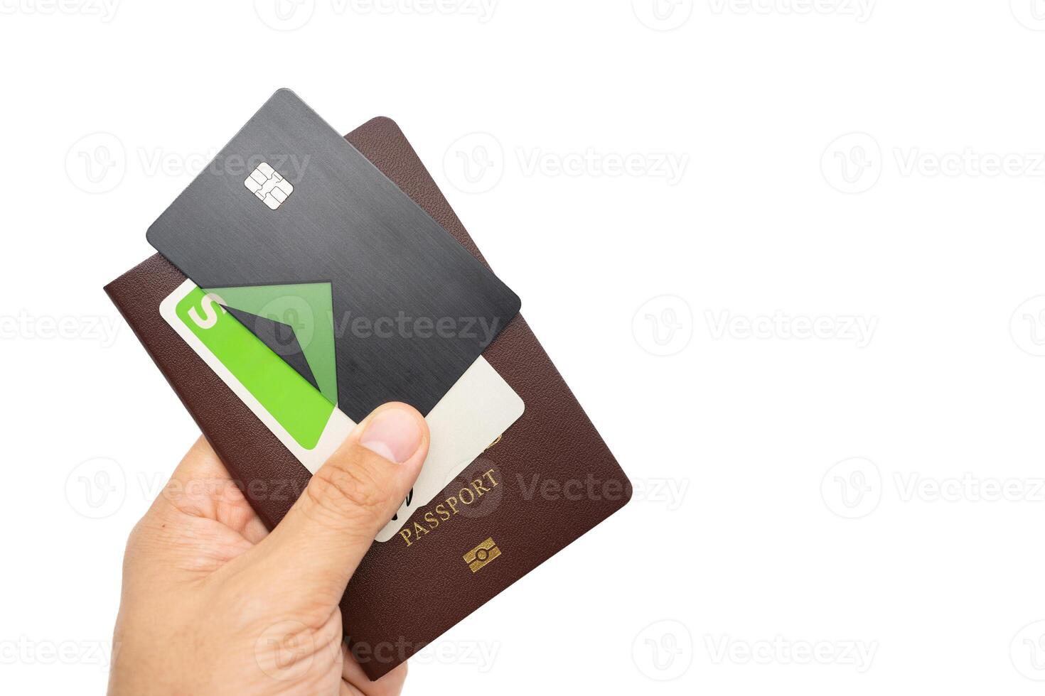 Thai Passport and IC card. vacation, planning budget. travel plan concept. clipping path. photo